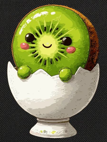 Kiwifruit in eggshell smile