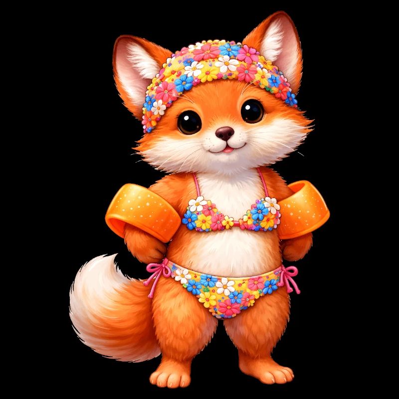 Cute fox in summer outfit