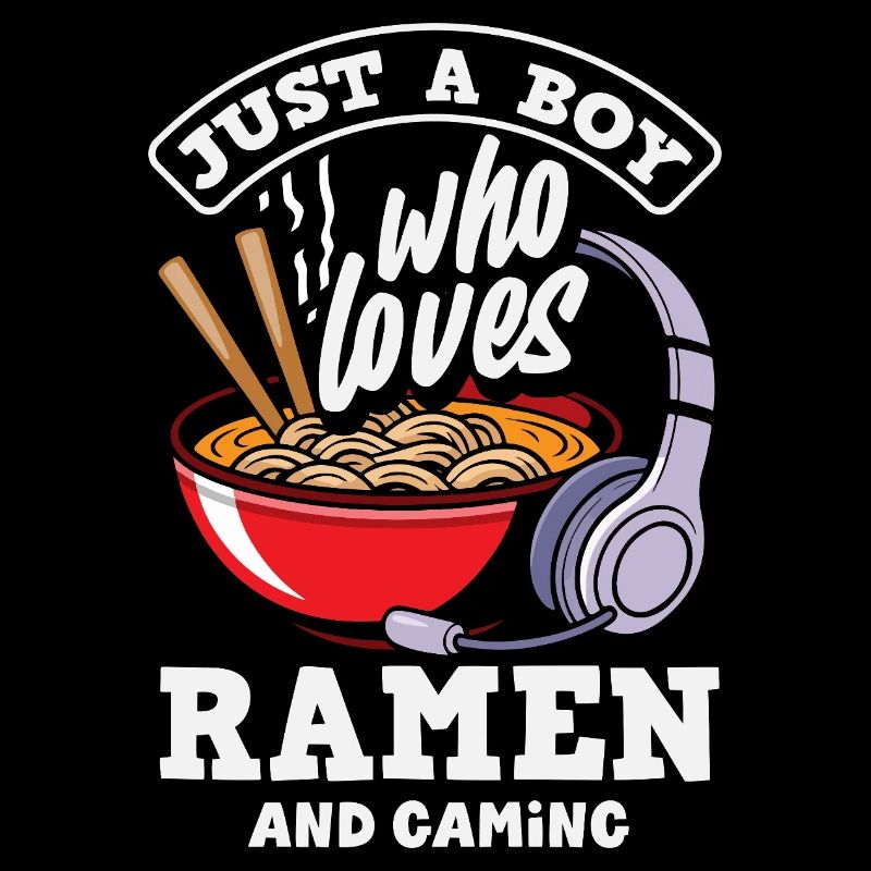 Junge Liebt Ramen Und Gaming Headset