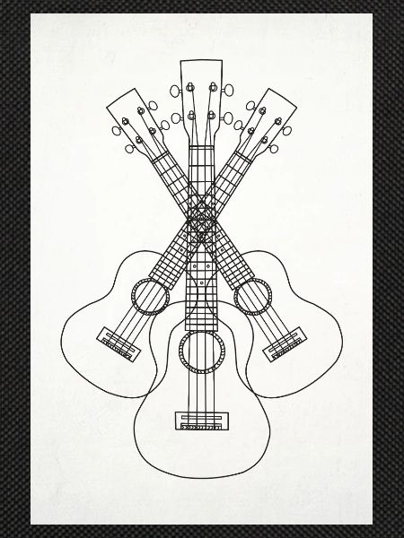 Ukulele LineArt black - Poster