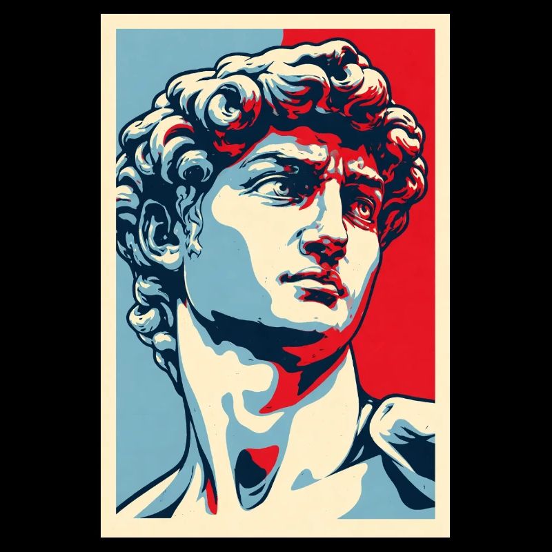 David Michelangelo in Pop Art: Blue-Red Portrait