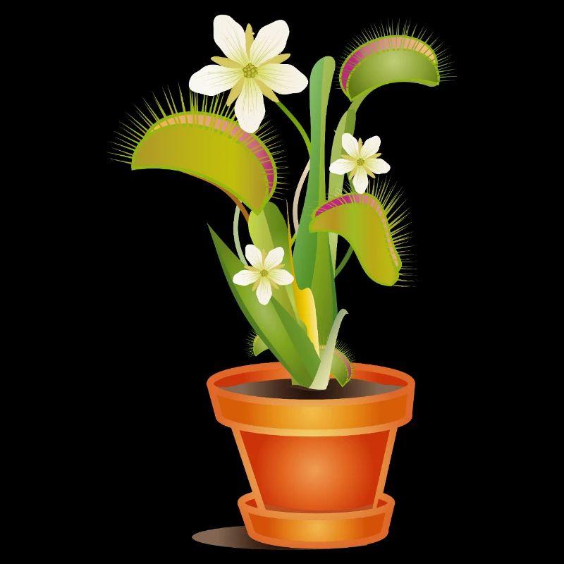 Venus flytrap in pot – colorful illustration