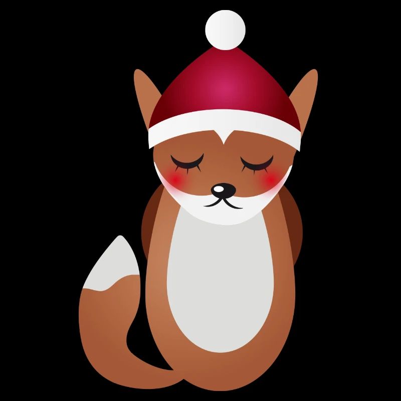 cute fox with Santa Claus Christmas hat