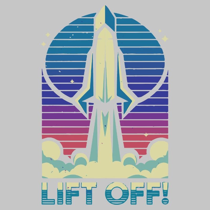 Retro Rocket Launch Illustration