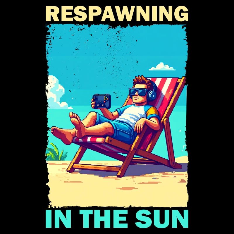 Pixelart Strandjugend mit Gaming-Elementen