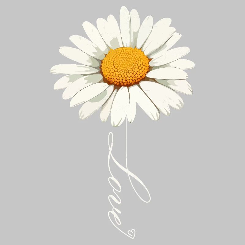 Fleur de marguerite avec script d’amour