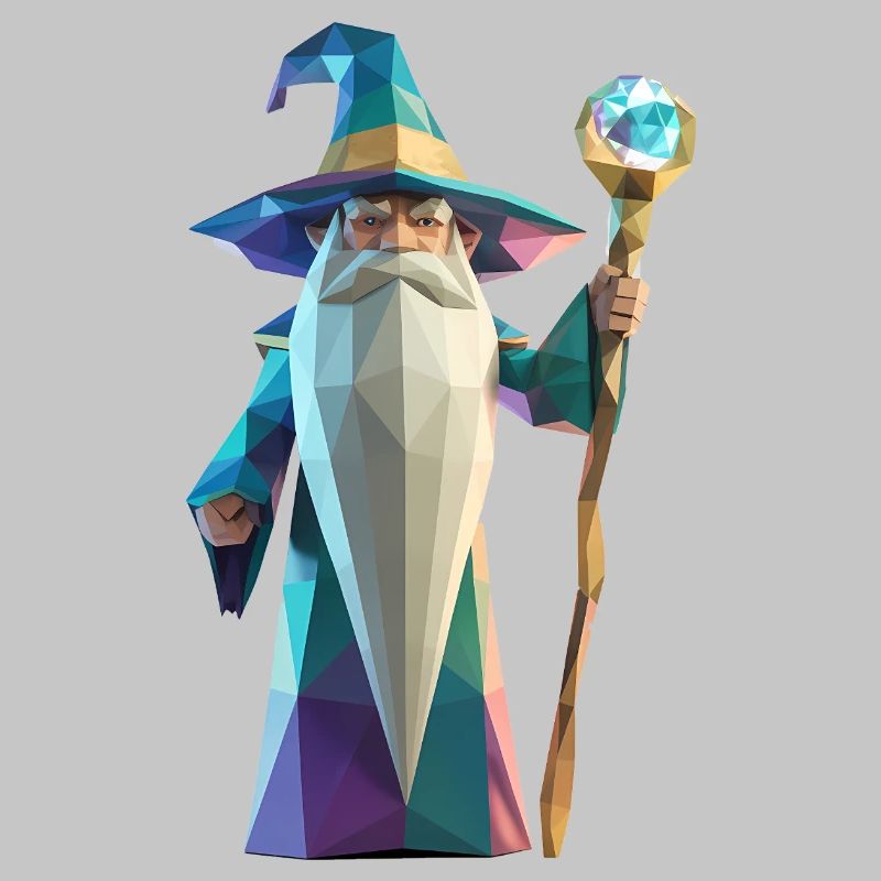 Wise Wizard - Cooles Low-Poly-Logo