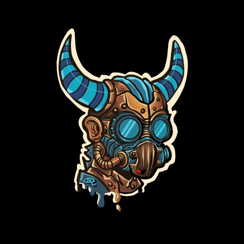 Bläulich-gehörnte Steampunk-Maske