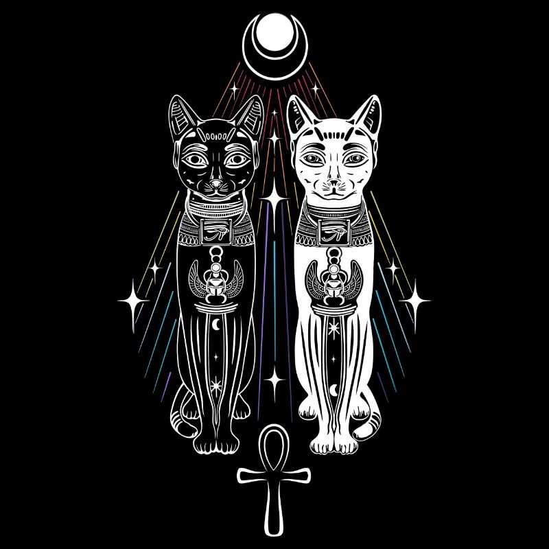 Deux Chats Bastet Dualité Ankh Chat Déesse