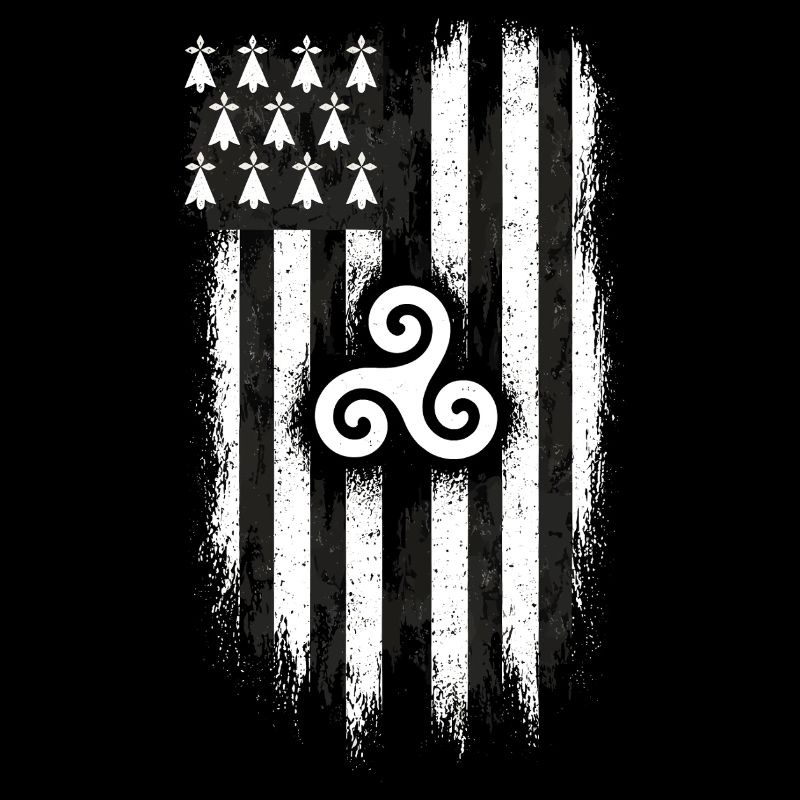 Bretagne Drapeau Breton Gwenn ha Du Grunge
