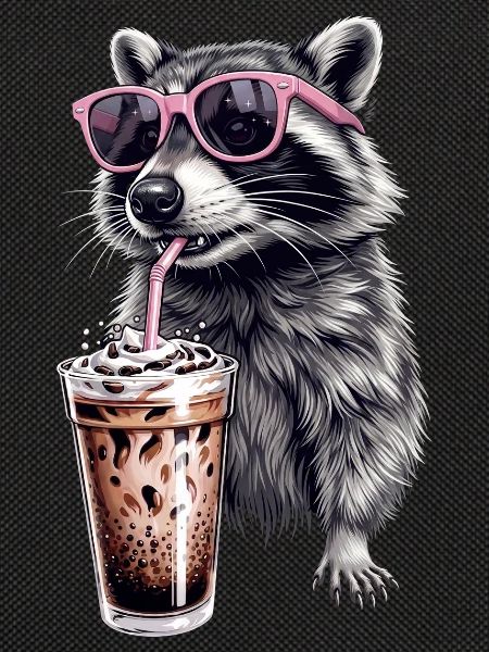 Waschbär Eiskaffee