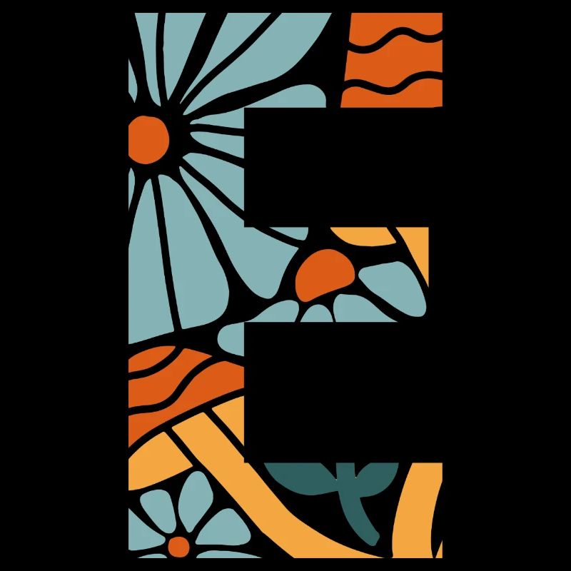 Buchstabe e Blumen groovy Geschenkidee