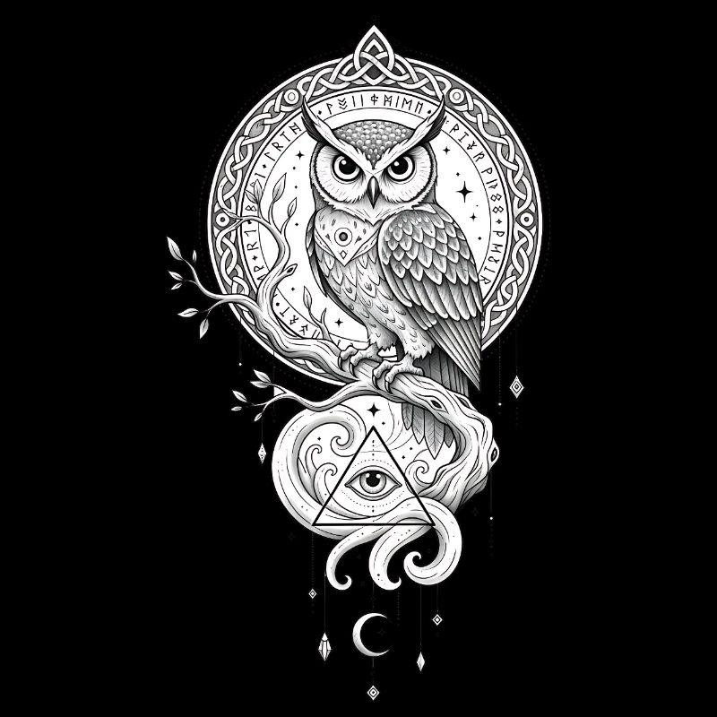 Night Owl Mandala with Triangle Symbol