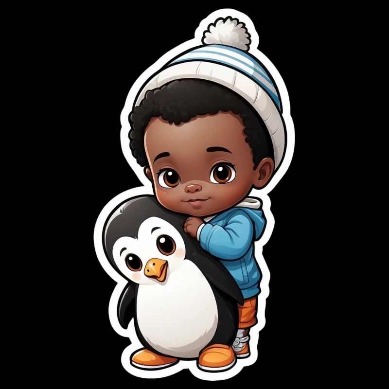 Enfant mignon avec illustration de pingouin
