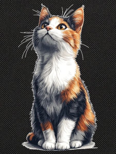 Bunte sitzende Comic Katze