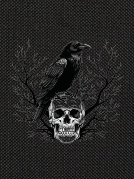 Raven over skull