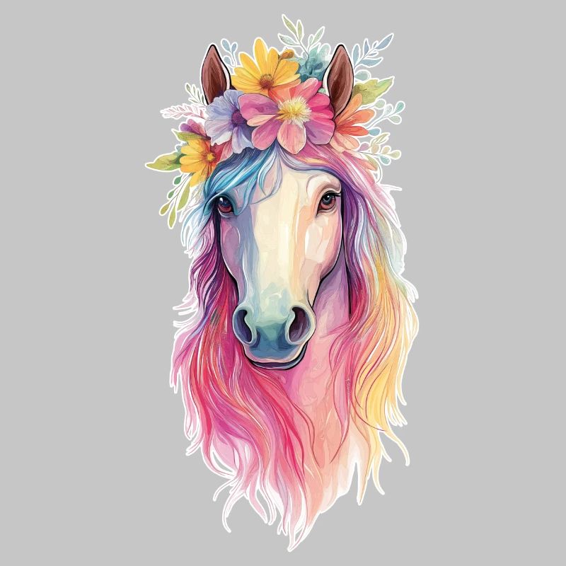 Cheval avec des fleurs