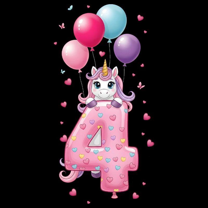 4 Jahre Mädchen Süßes Einhorn 4. Geburtstag