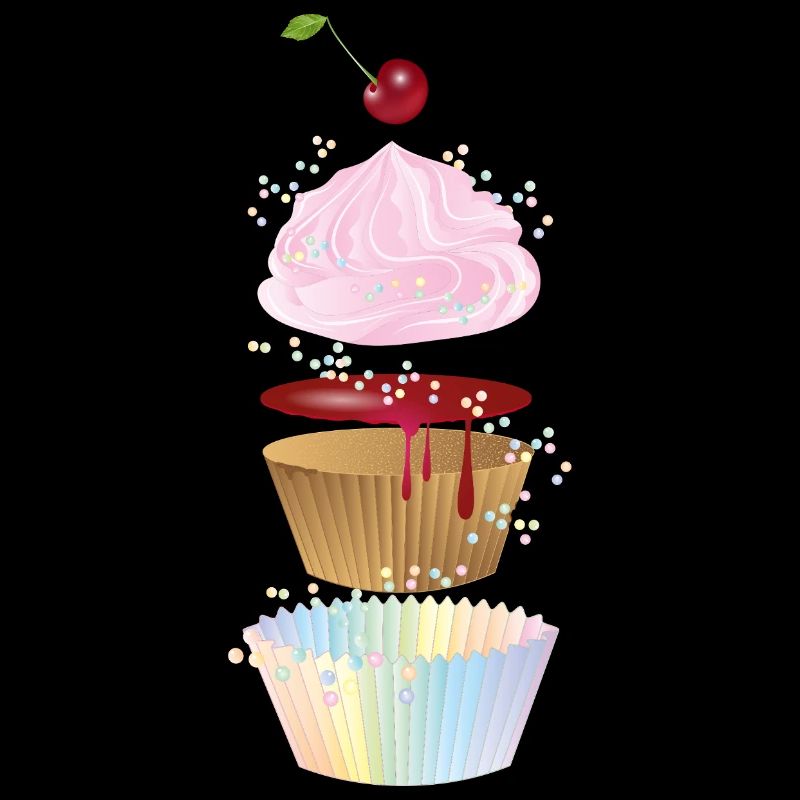 Verspielte Cupcake-Illustration in Einzelteilen