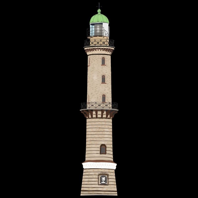 Phare Warnemünde sans texte, mer Baltique