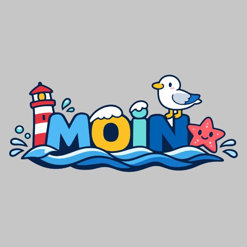 MOIN Möwe Leuchtturm Maritim Bunt