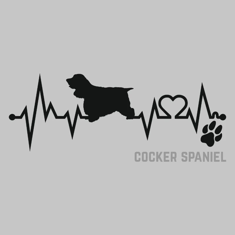 Cocker Spaniel Heartbeat Pulse ECG Dog Gift