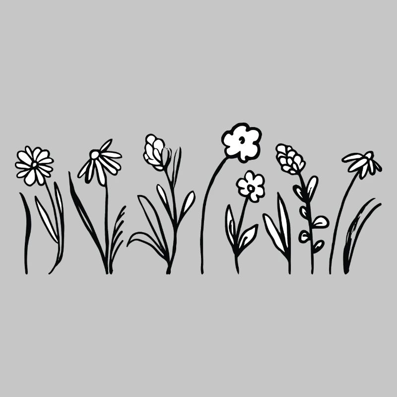 Handgezeichnete Blumen mit Blättern