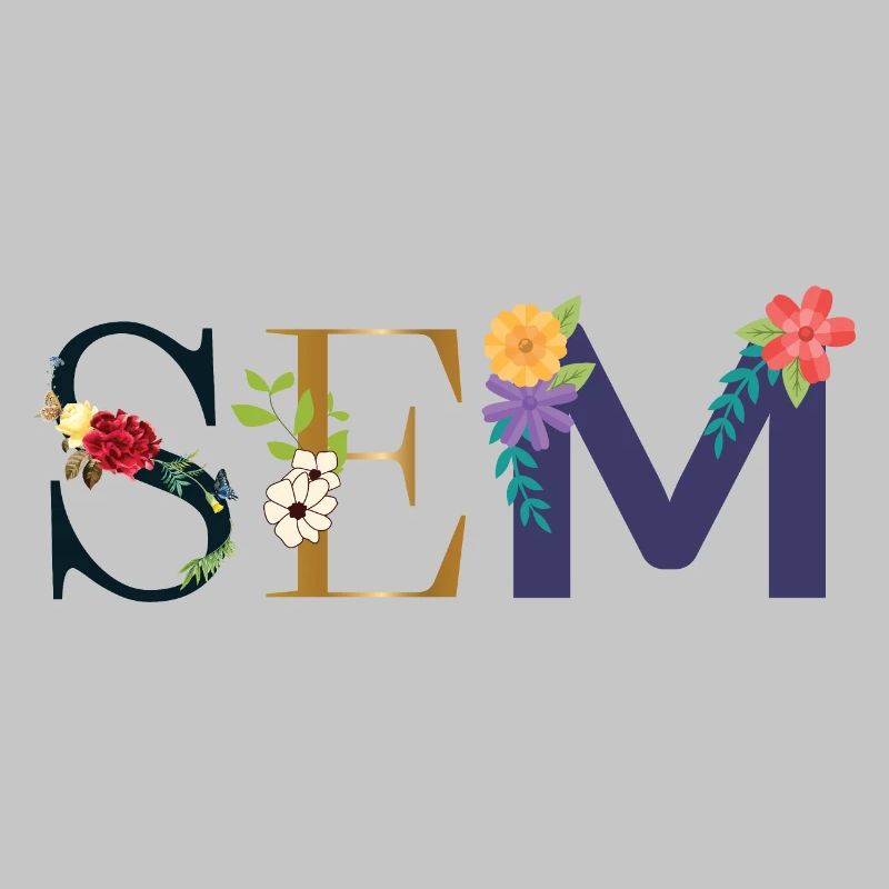 Nom SEM décoré de fleurs