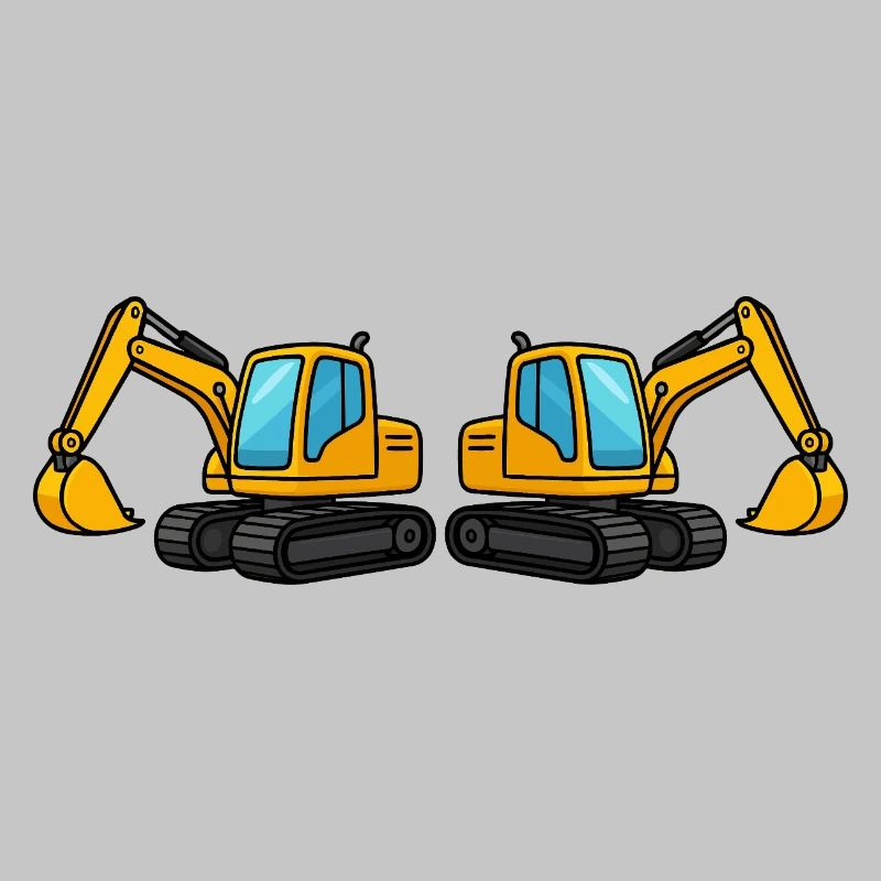 Silhouette de machine de construction double