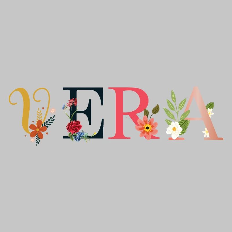 Le nom VERA est décoré de fleurs