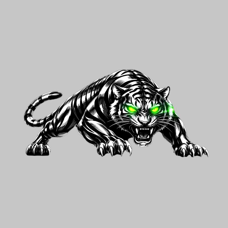 Schwarzer Tiger mit Neonaugen