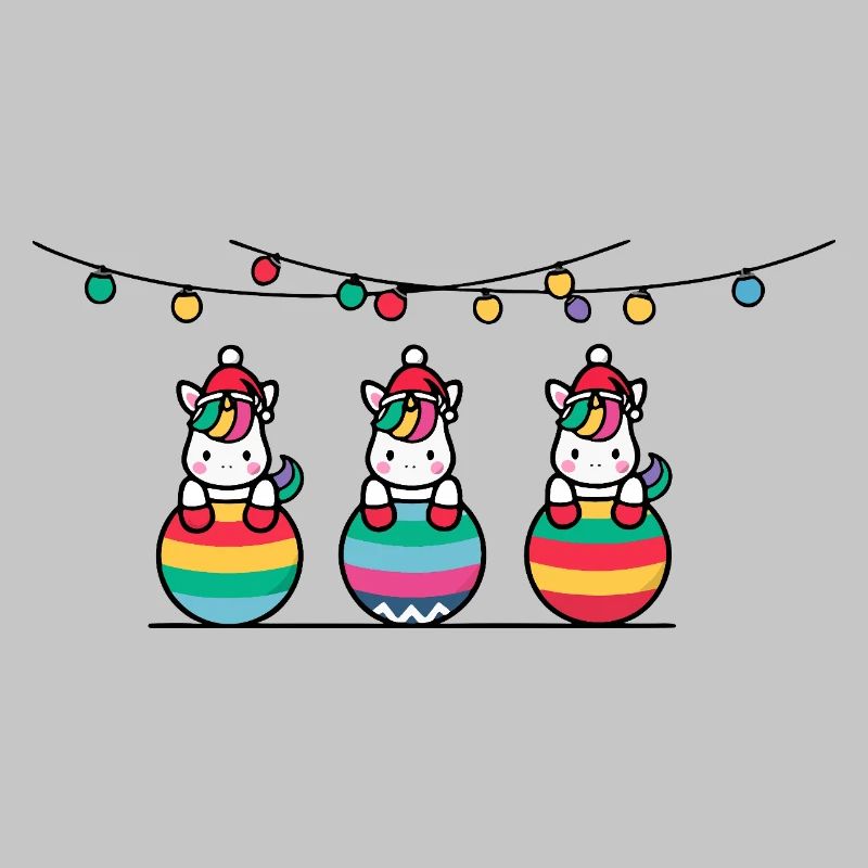 3 Einhörner Weihnachtskugeln Freunde