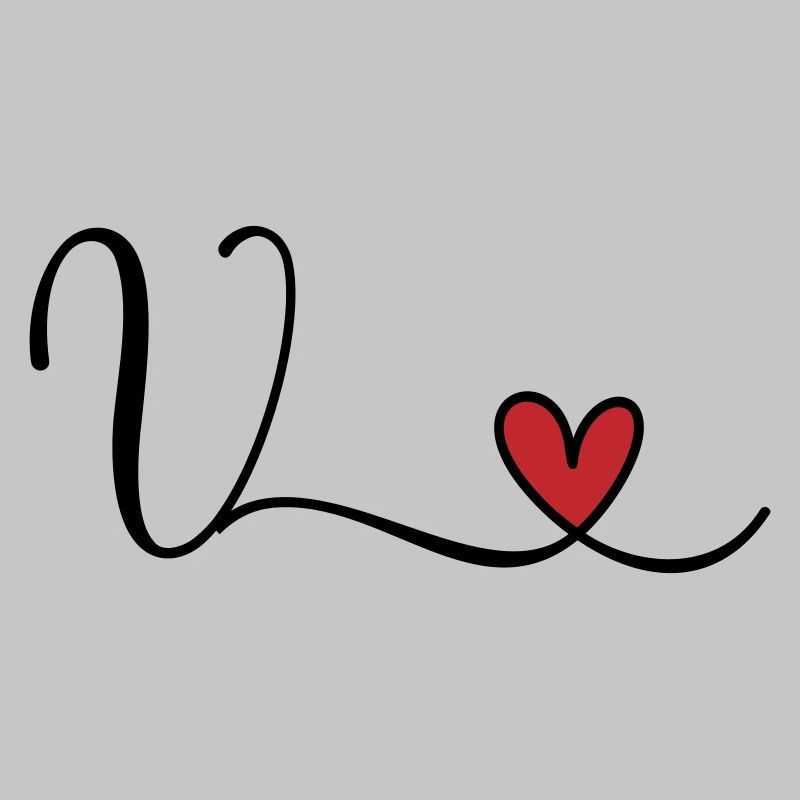 Lettre V Monogramme Cœur Initial