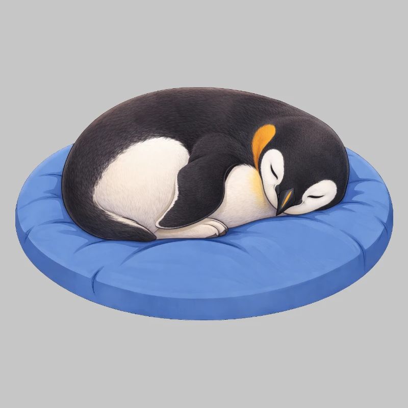 Cute Cartoon Penguin Sleeping Cuddling