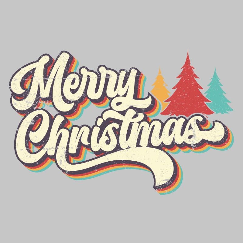 Retro Merry Christmas Rainbow Script