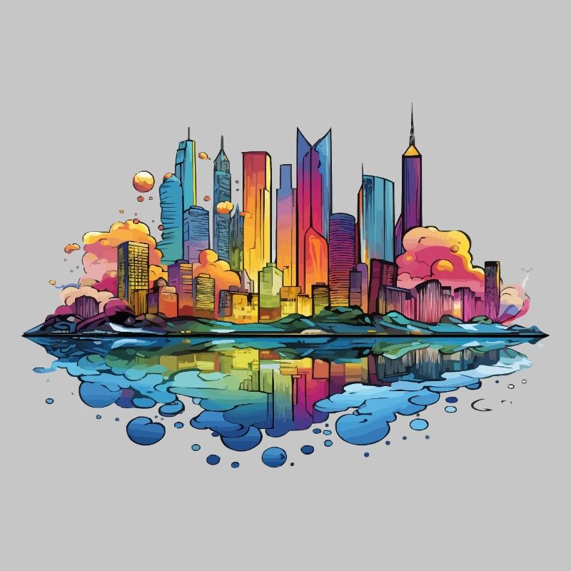 Colorful Skyline Reflection