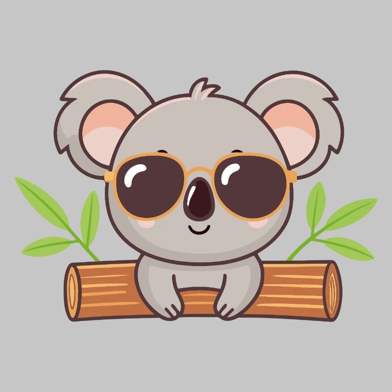Chic koala on trunk with glasses