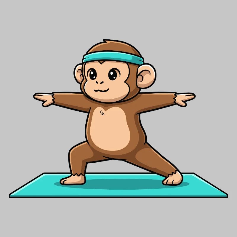 Yoga Monkey Ape Doing Warrior Pose