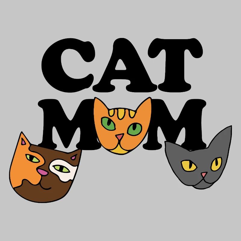 Three Cat Faces in Bold Palette