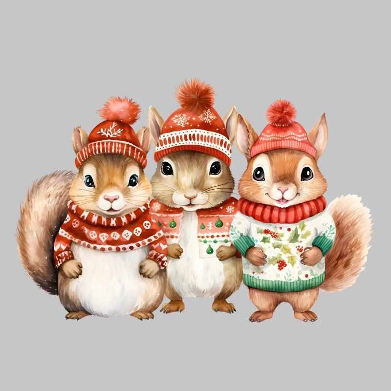 Winterliches Eichhörchen-Trio