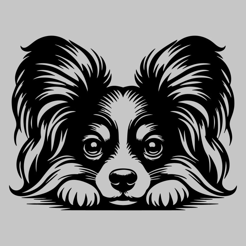 Papillon Head with Paws