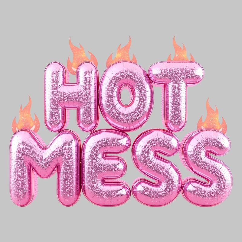 Hot Mess Pink 3D Bubble Typography
