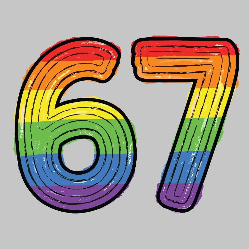 Rainbow 67 Bold Handdrawn Six Seven Digit