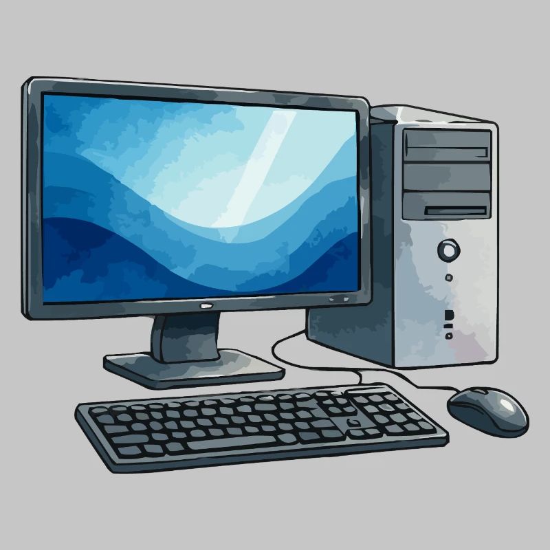 Retro PC Arbeitsstation Illustration