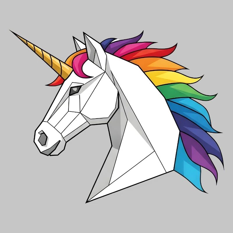 Geometrisches Einhorn mit Regenbogen
