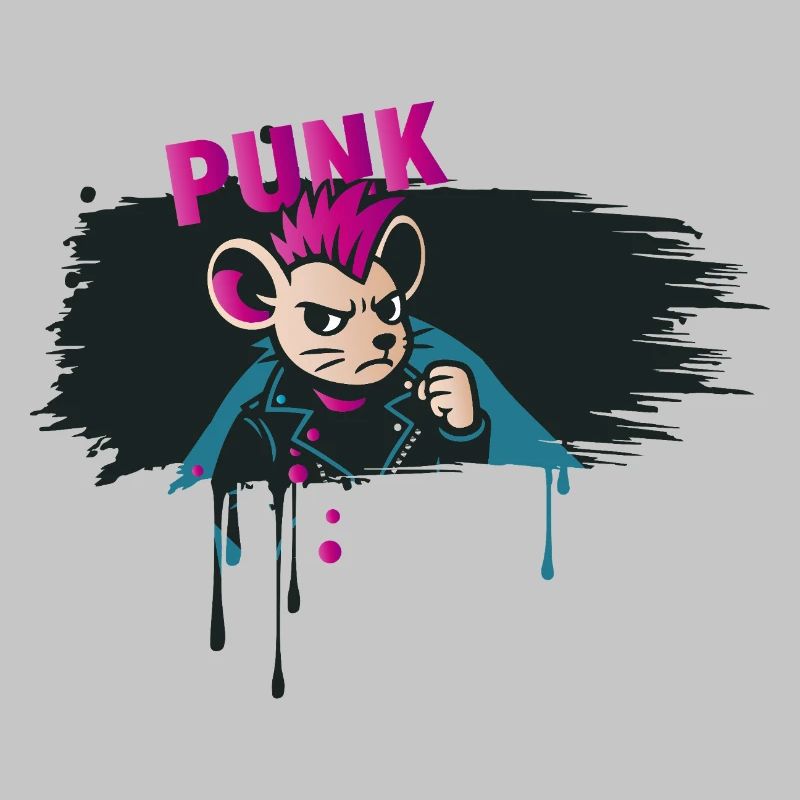 Punk Mouse with Mohawk and Leather Jacket