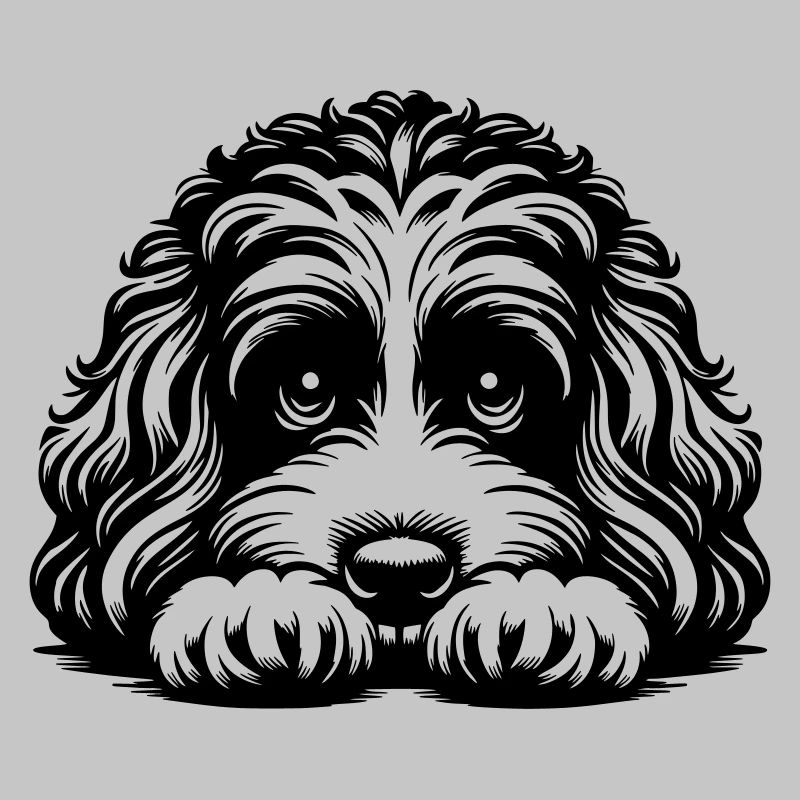 Cavapoo Kopf mit Pfoten