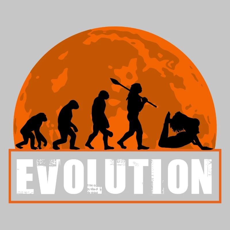 Yoga Evolution Silhouette Sunset Retro