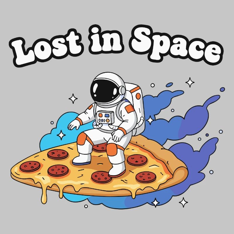 Astronaute sur une pizza dans l’espace