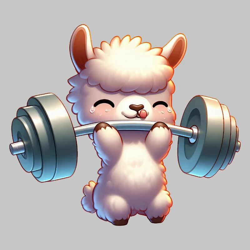 Cute Llama Alpaca Dumbbell Chibi Workout